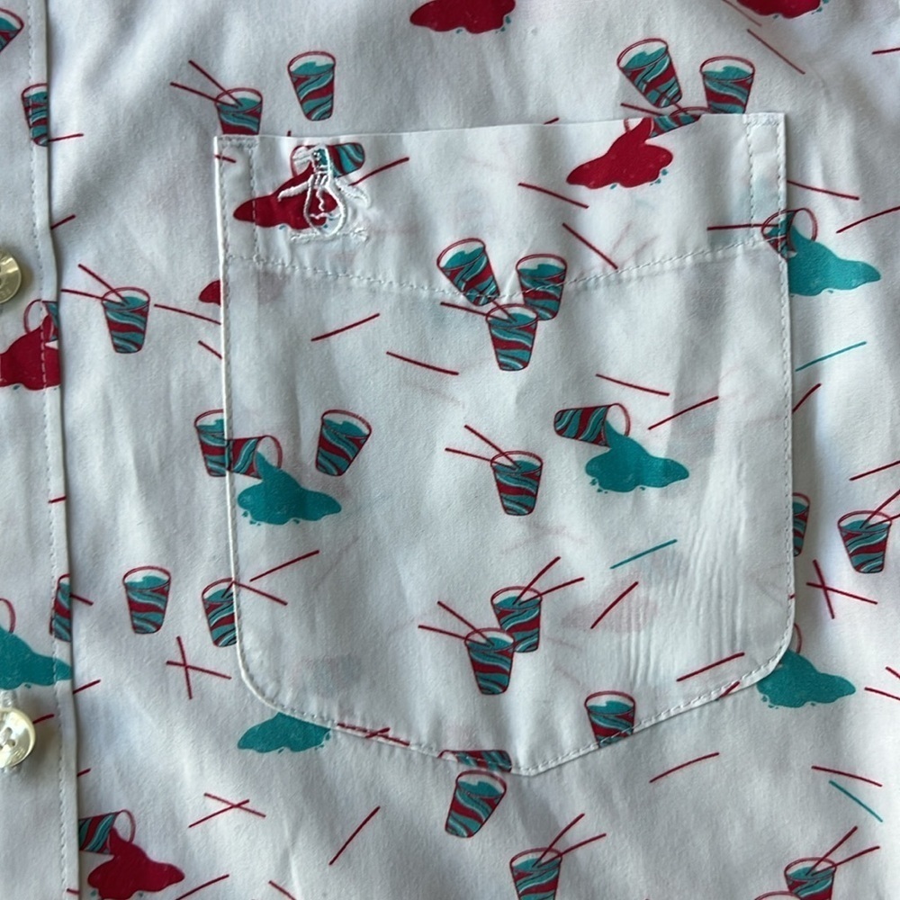 Original Penguin Shirt White Cotton Slurpee Short Sleeve Button Up Size Medium - Picture 4 of 13